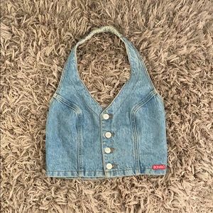 Denim back out crop top